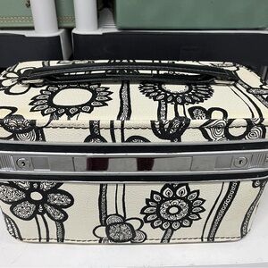 Vintage Marimekko Samsonite Fashionair Traincase Black Floral Luggage Suitcase